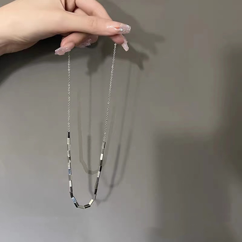 Vòng cổ hình vuông bằng thép titan Cá tính đơn giản có thể điều chỉnh Chuỗi vòng cổ dành cho nữ cho nam giới Quà tặng đồ trang sức Hip Hop