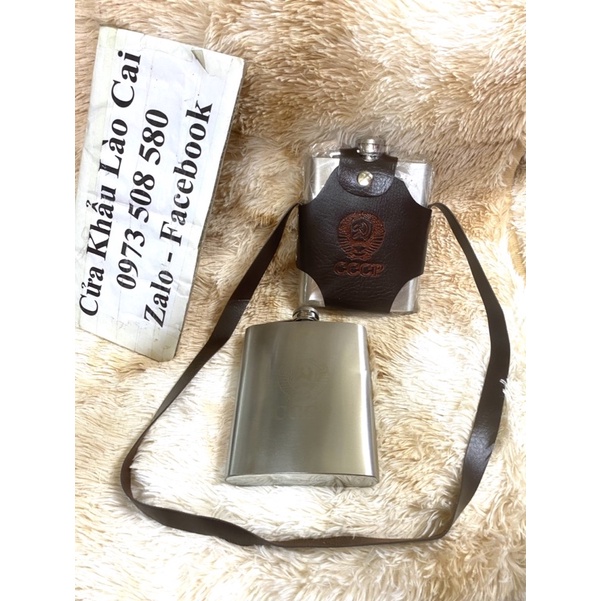 Bình tông 0,5 lít Inox 304 - tặng kèm bao như hình - loại 0,6mm