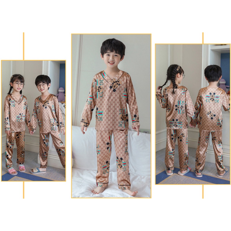 Bộ Đồ Ngủ Pijama Tay Dài Nhẹ In Họa Tiết Hoạt Hình Cho Trẻ Em