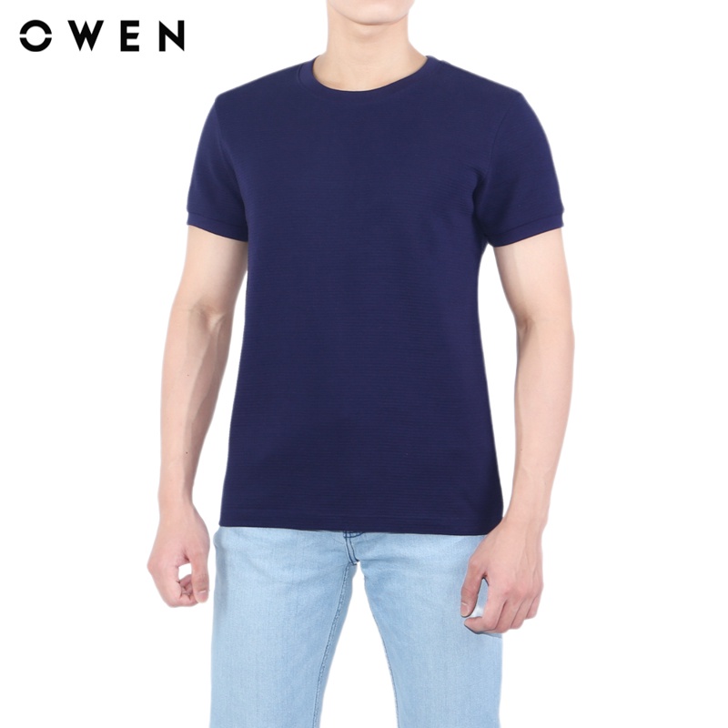 Áo Tshirt ngắn tay Nam Owen Cotton Slim Fit màu Navy - TSN23647