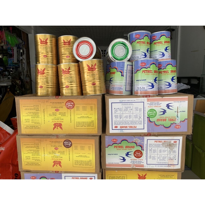 Trứng Artemia Mỹ OSI ĐÁY ĐỎ cao cấp THAY THẾ VĨNH CHÂU tỷ lệ nở 90%, thức ăn cho cá con mới nở ]