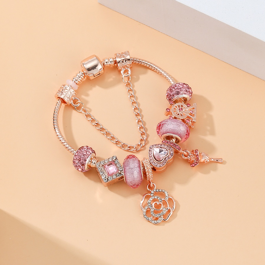 Vòng Đeo Tay Chuỗi Hạt Hình Hoa Hồng Màu Vàng Thời Trang Cho Nữ