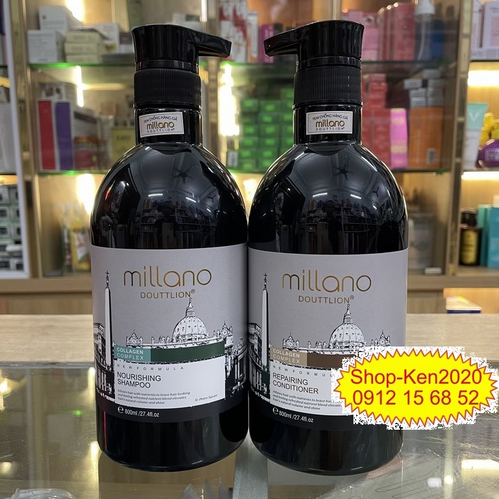 Cặp dầu gội xả thảo dược Millano Douttlion 800ml x2 siêu mượt, giữ màu cho tóc nhuộm