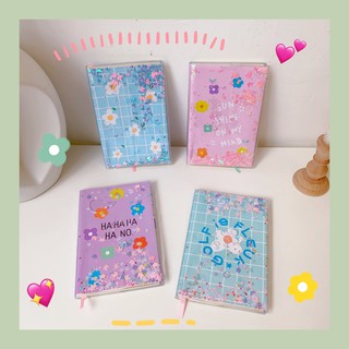 Sổ Tay Ghi Chép Bìa Nhựa Trang Trí Cát Chảy Đáng Yêu Ulzzang