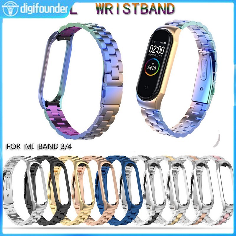 DG 10 Colors Xiaomi Mi Band 3/4 Stainless Steel Bracelet Wrist Strap Metal Mi Band 3/4 Strap