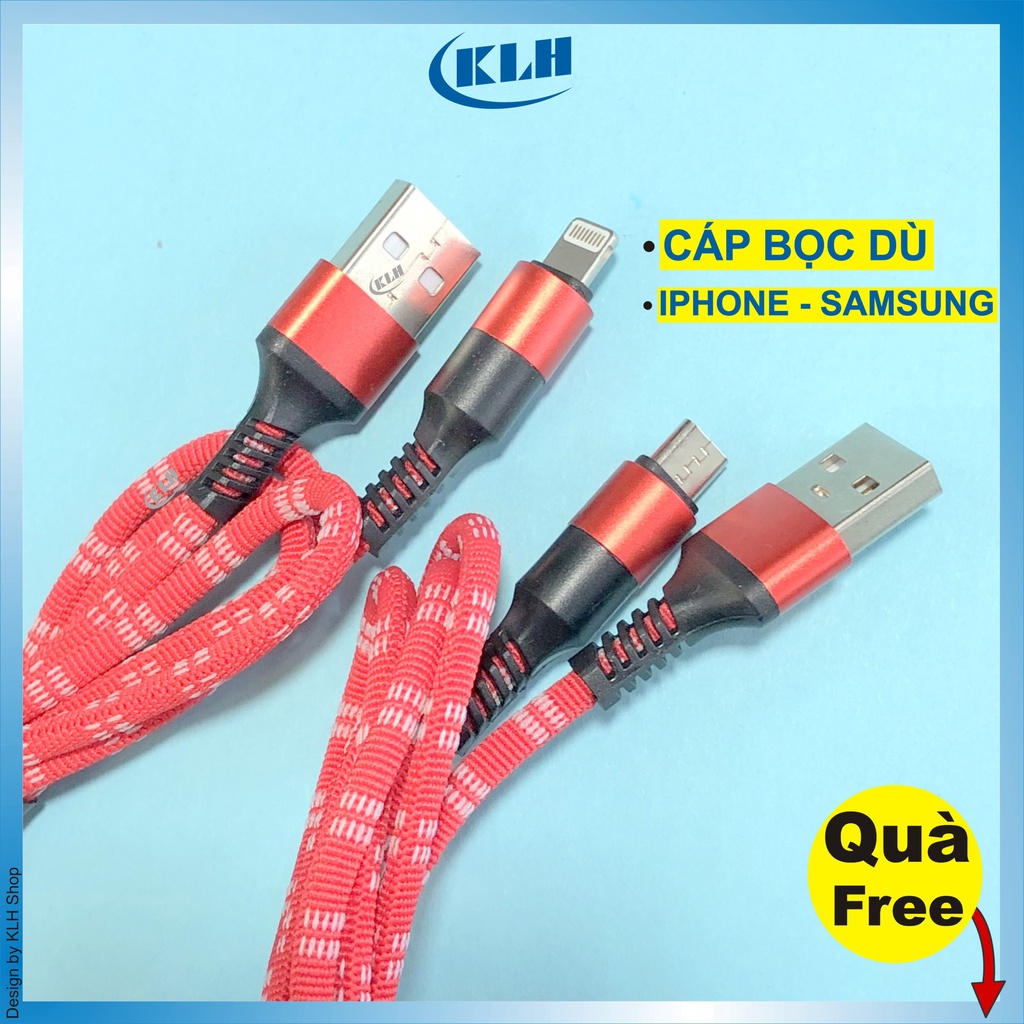 Dây cáp sạc nhanh dùng cho Iphone, Samsung, Typec, micro - dây xạc bọc dù dài 1m - chính hãng Earldom 060 KLH shop