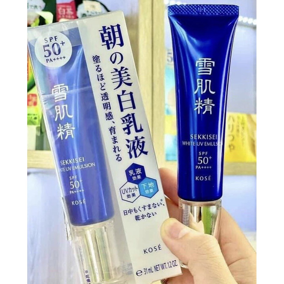 Tinh chất dưỡng trắng và chống nắng ban ngày Kose Sekkisei White UV Emulsion SPF50+ PA++++ Nhật Bản