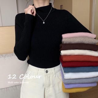Áo len dệt kim mịn dài tay form ôm cổ 3cm JOLI Clothing AL107
