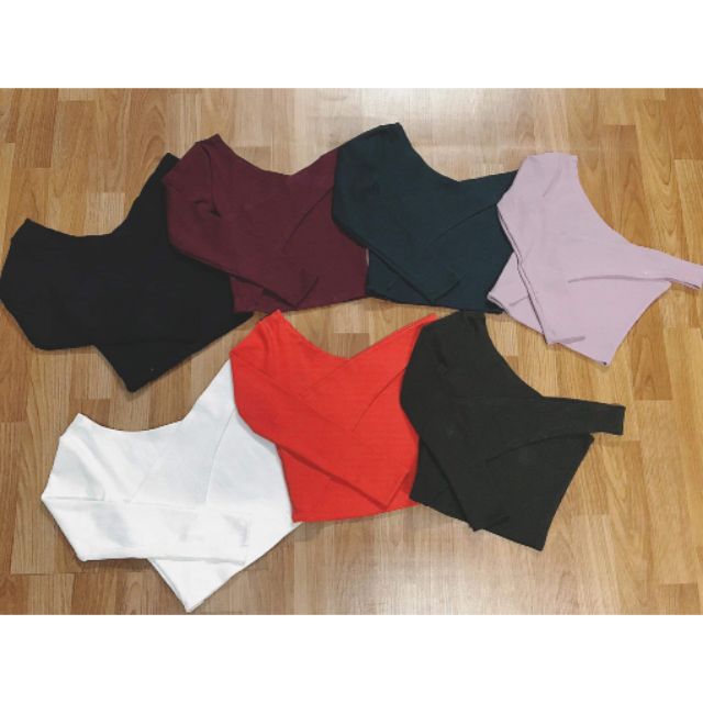 ÁO CROPTOP THUN GÂN LỆCH VAI ĐẮP CHÉO VERY SEXY