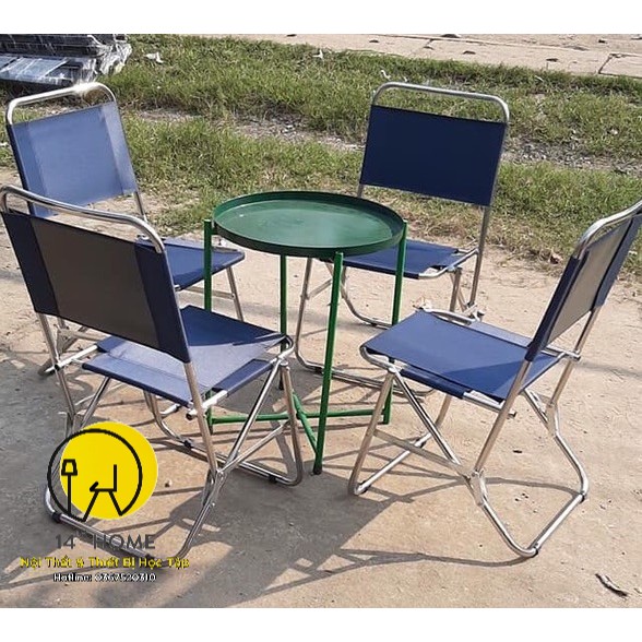 GHẾ XẾP INOX VẢI DÙ cho quán Trà Chanh, Cafe, vỉa hè, Câu Cá