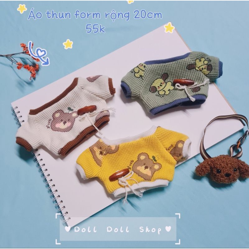 Áo thun form rộng hình gấu cho doll 20cm,15cm 🐻
