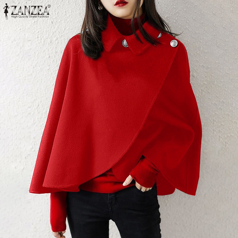 ❉Áo choàng ZANZEA có cổ không tay viền không đều màu trơn thời trang giản dị dành cho nữ | BigBuy360 - bigbuy360.vn