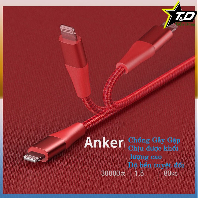 Anker A8843 Cáp sạc nhanh Type C to Lightning ANKER Powerline+ III- Dây sạc iphone siêu bền