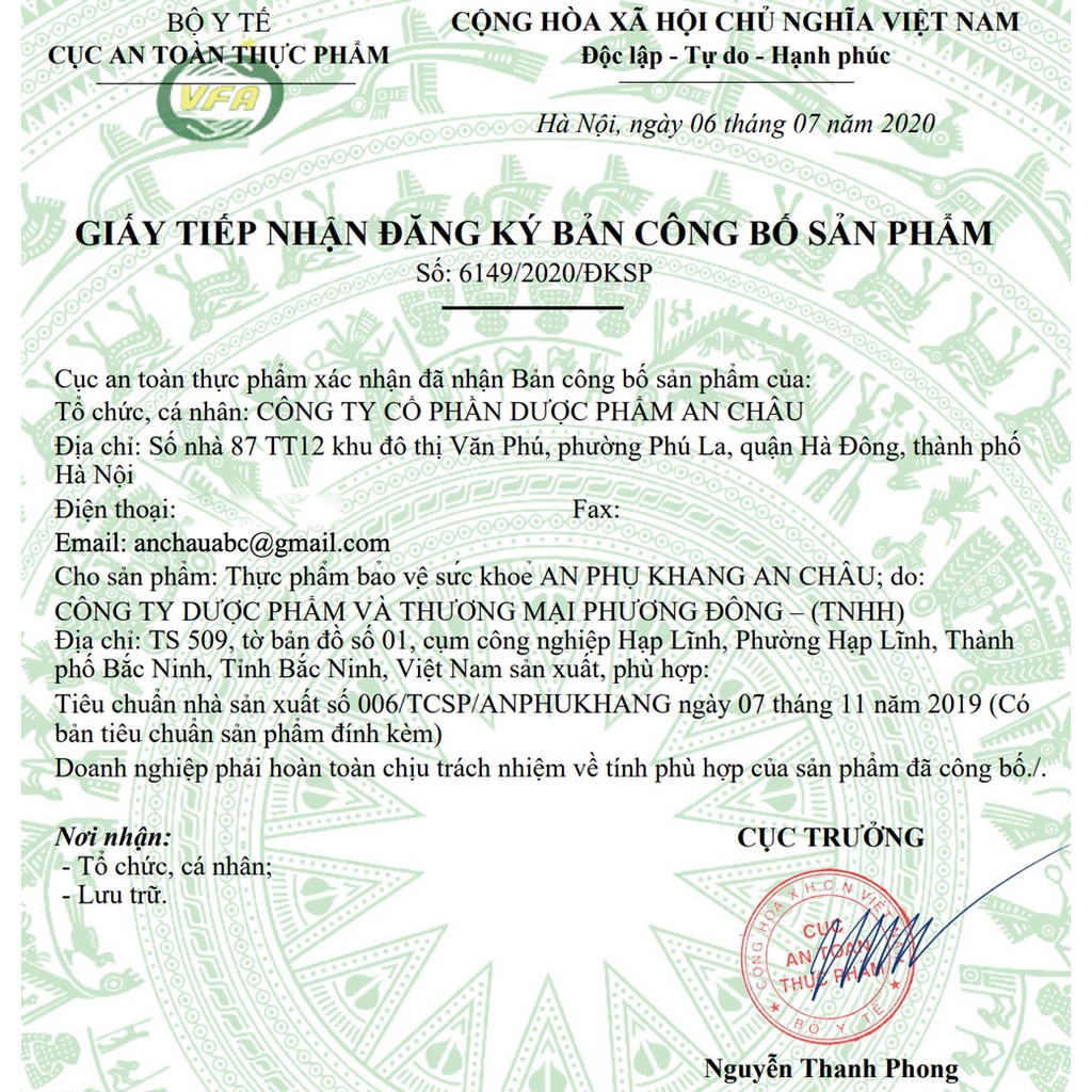 An Phụ Khang An Châu – Hỗ trợ điều hòa kinh nguyệt, giảm u nang, u xơ, viêm lộ tuyến (Lọ 60v)