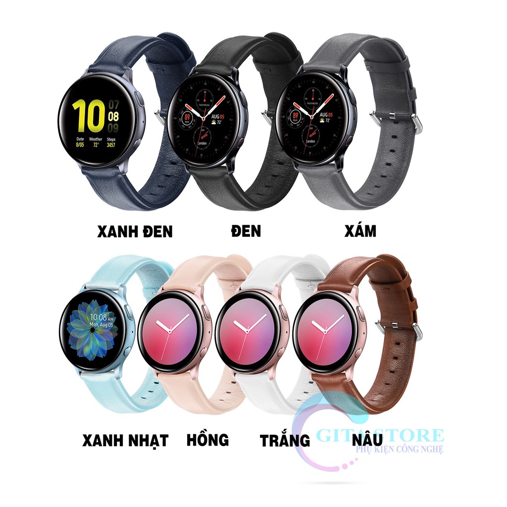 Dây da 20mm dành cho đồng hồ thông minh Samsung watch active, Garmin, Ticwatch, Amazfit...