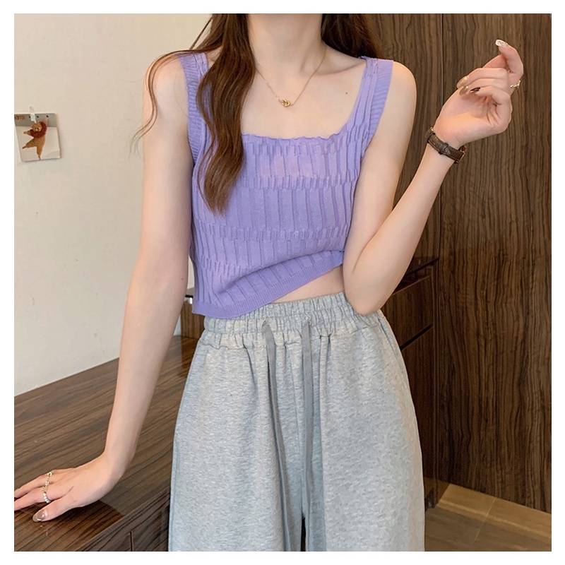 Áo hai dây dệt kim ZHELIHANGFEI dáng ngắn độc đáo thời trang quyến rũ cho nữ