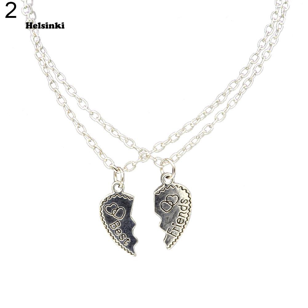 Set 2 dây chuyền tình bạn mặt hình trái tim ghép đôi khắc chữ