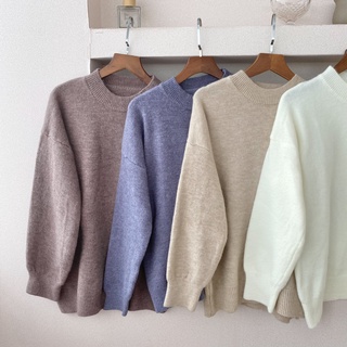 HÀNG SẴN_Áo Len Cashmere Cổ Tròn Basic Dáng Rộng