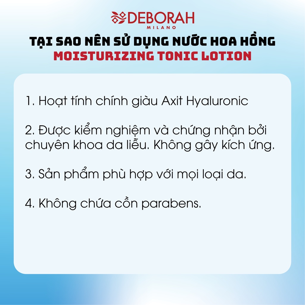 Nước hoa hồng se khít lỗ chân lông Deborah Moisturizing Tonic Lotion phù hợp với mọi loại da - Chính Hãng Ginabeauty PP | BigBuy360 - bigbuy360.vn