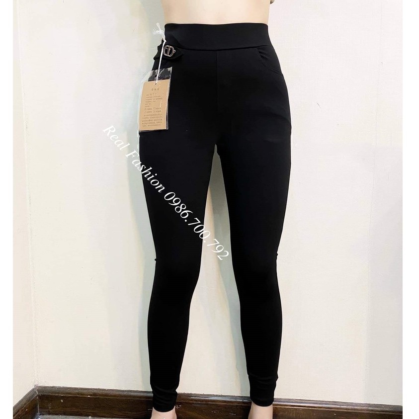 Quần legging nữ,quần legging dài đính logo vải umi hàn cao cấp, co dãn 4 chiều big size đến 105kg Real Fashion