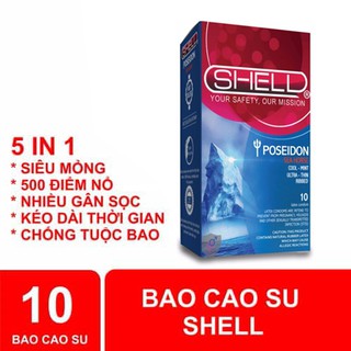 Bao Cao Su Shell Gân sọc - Bạc hà mát lạnh Shell Poseidon - Hộp10 chiếc [Chính hãng]