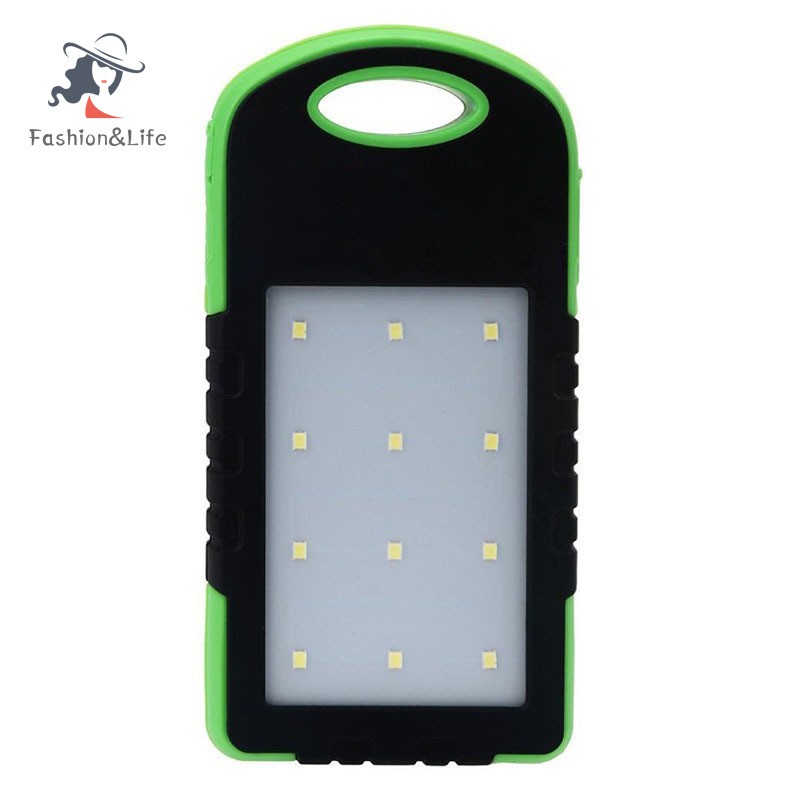 Cục Sạc Dự Phòng Sử Dụng Năng Lượng Mặt Trời Kèm 2 Cổng Usb