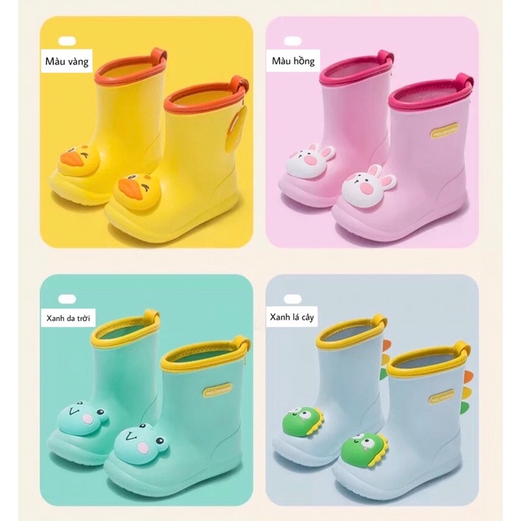 Ủng/ Boot đi mưa cao cấp cho bé chống trơn trượt, không thấm nước, hình hoạt hình 3D ngộ nghĩnh, dễ thương