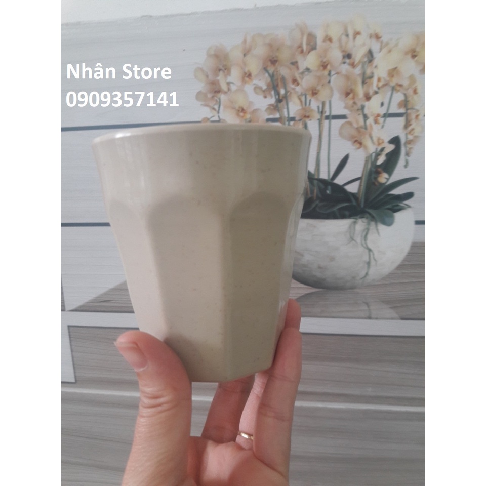 10 Ly nhựa melamine màu nâu kem dùng để uống trà cao 8.9cm - Ms 26