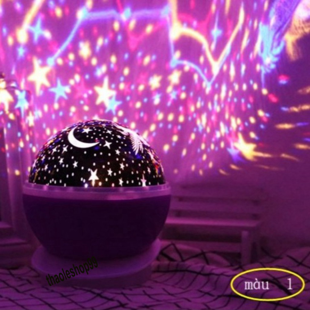 Đèn Chiếu Sao 3D Tự Xoay 360 Star Master Pro-Đèn ngủ chiếu bầu trời sao biến đổi 7 màu cao cấp