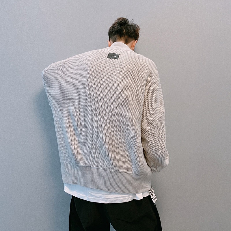 Áo khoác dệt kim dáng rộng phối khóa kéo thời trang thu đông cho nam và nữ