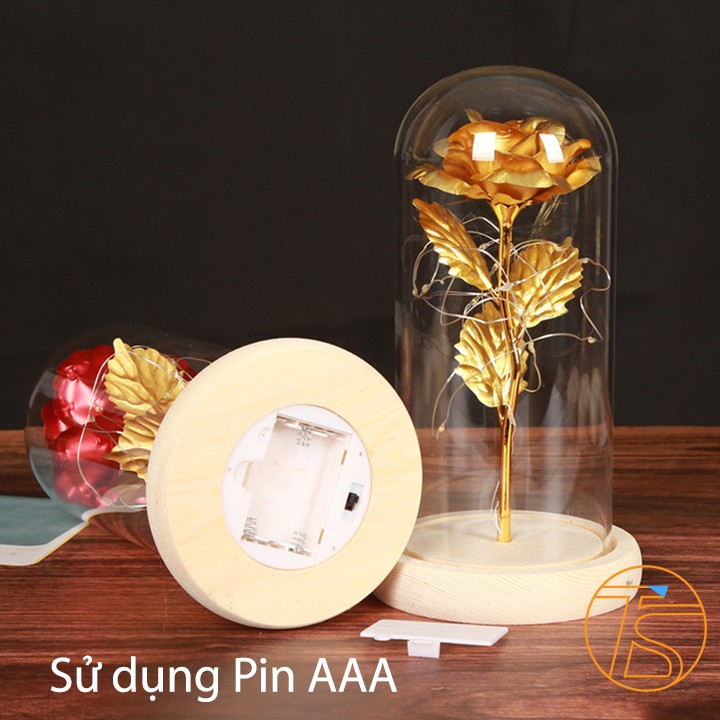 Hộp Quà Lọ Thủy Tinh Kèm Hoa Hồng 3D Sáng Đèn Led - Quà Tặng Bạn Gái, Sinh Nhật, Valentine 14/2 - Quốc Tế Phụ Nữ 8/3