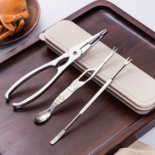 Bộ dụng cụ kìm + kéo chuyên dụng để ăn đồ hải sản bằng chất liệu thép không gỉ