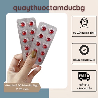 Vitamin e đỏ mirrolla nga viên uống đẹp da chính hãng dạng vỉ 20 viên