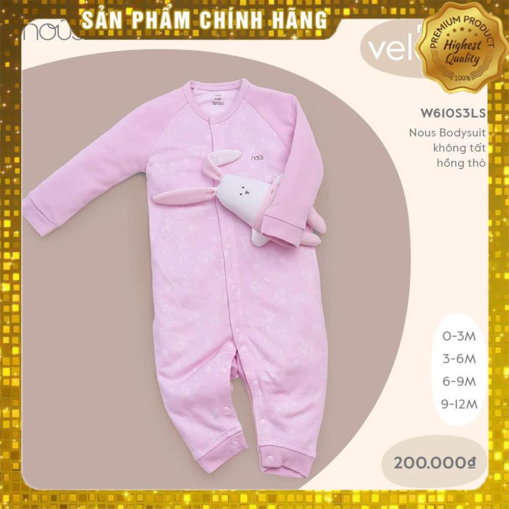 NOUSHANOI - Bộ Body nous velours không tất hồng thỏ - Thu Đông ( Size 0M 3M 6M và 9M)