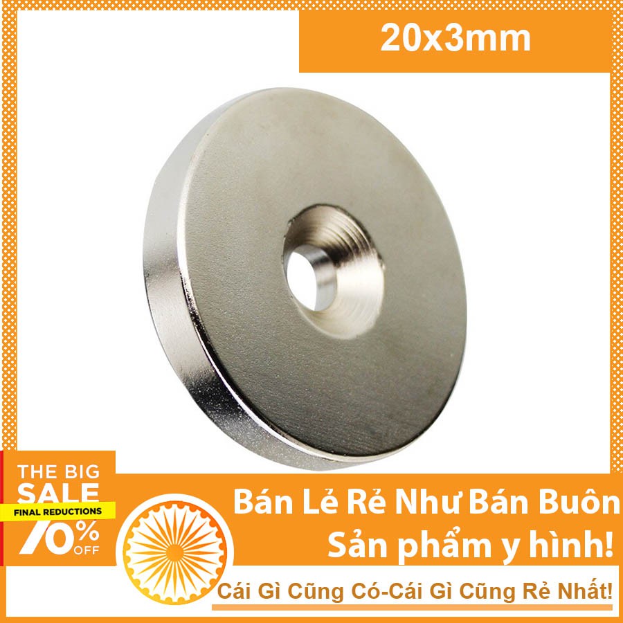 Nam châm đất hiếm tròn có lỗ nhiều kích thước 1 viên