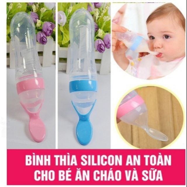 Bình thìa Sữa Silicon hỗ trợ bé ăn dặm 90ml