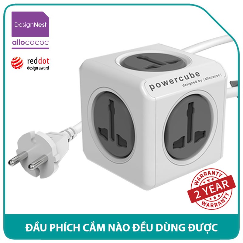 Ổ Cắm Điện Allocacoc PowerCube Extended Universal Dây Cáp 1.5m