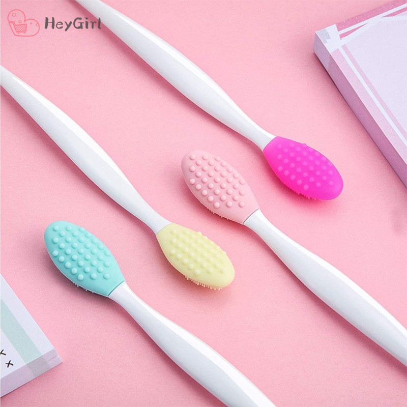 2pcs Lip and Nose Scrub Brush Silicone Exfoliating Lip Brush Double-Sided Soft Lip Nose Exfoliator Scrubber Tool