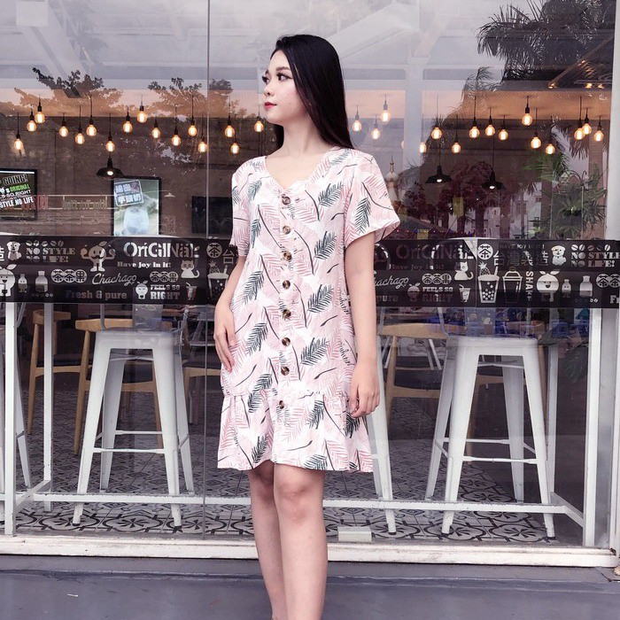 SALE- Đầm suông đuôi cá họa tiết lá trẻ trung, xinh xắn Misa Fashion MS336 – Có 2 màu