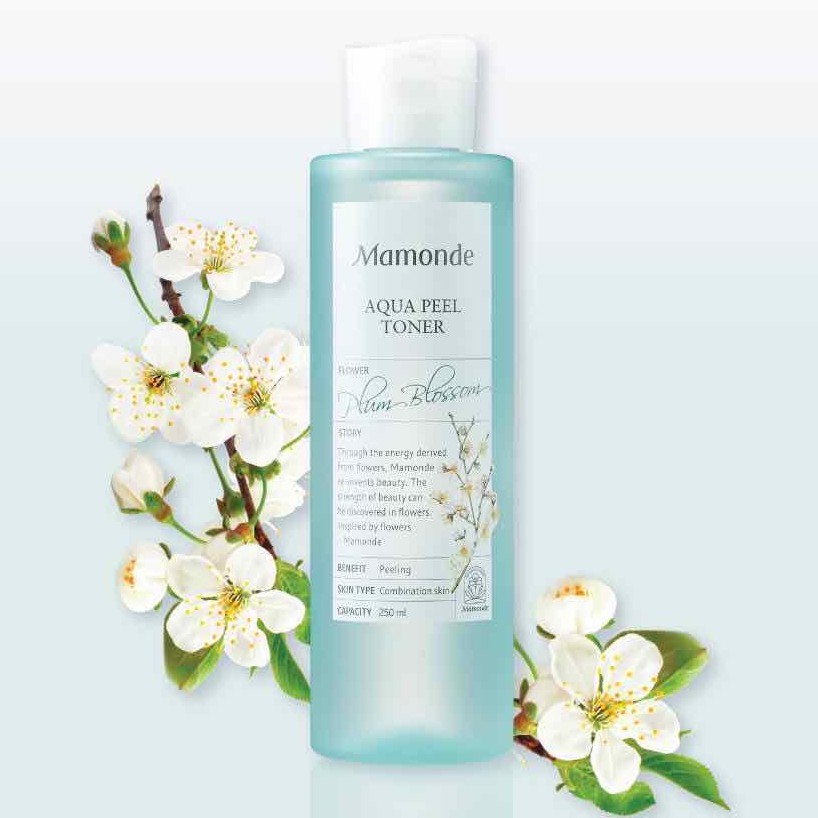 Nước Hoa Hồng Cấp Nước,Tẩy Da Chết,Ngừa Mụn Mamonde Aqua Peel Toner 250ml #Plum Blossom