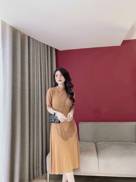 Váy maxi cộc tay chất bozip co dãn | BigBuy360 - bigbuy360.vn