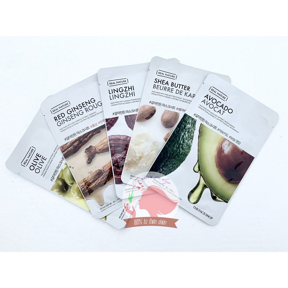 COMBO 5 MẶT NẠ DƯỠNG CHO DA KHÔ THE FACE SHOP REAL NATURE