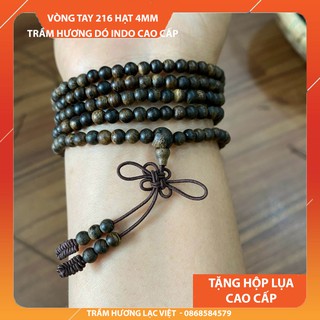 Vòng Tay Trầm Hương 216 Hạt 4mm Trầm Dó Dây INDO Cao Cấp | Lạc Việt Trầm Hương