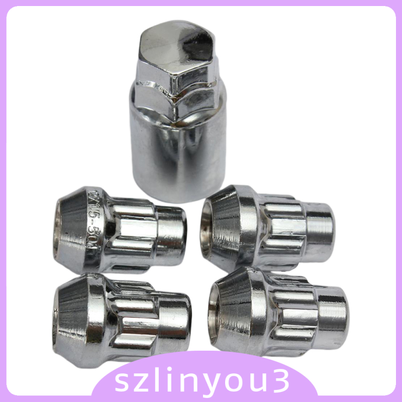 Practical Tool M12x1.5mm Anti-Theft Wheel Lock Bolts 60Deg Tapered 4pcs Security Nuts with Key