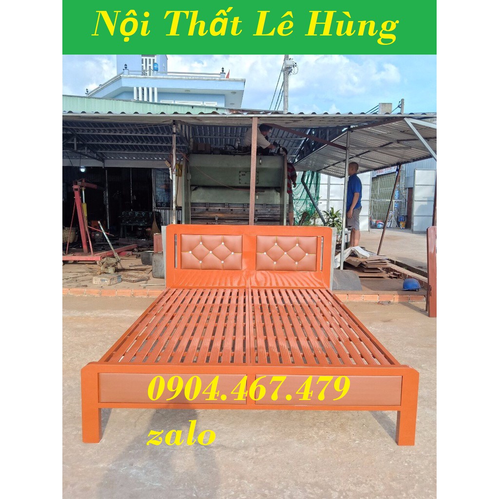 Giường sắt hộp giả gỗ 1m6x2m GIAO HÀNG MIỄN PHÍ