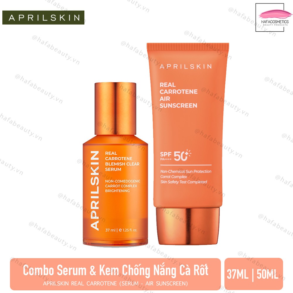 Combo Tinh Chất và Kem Chống Nắng Cà Rốt Aprilskin Real Carrotene (Blemish Clear Serum + Air Sunscreen)