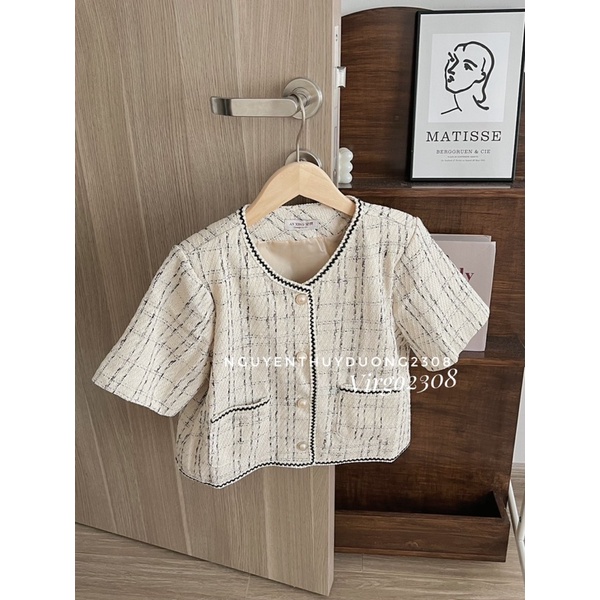 [HÀNG SẴN]ÁO DẠ TWEET KẺ VIỀN CÚC NGỌC 1908 TIỂU THƯ