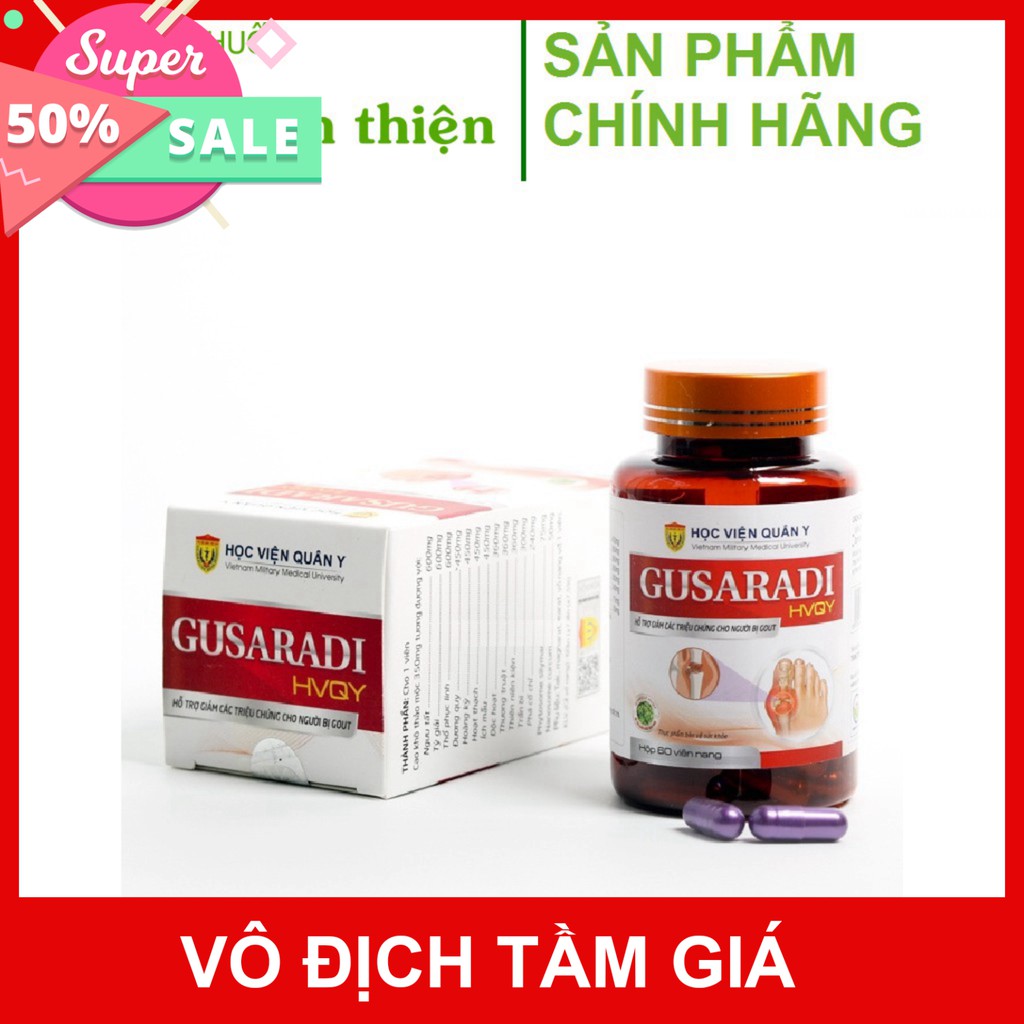 Gusaradi HVQY – Hỗ trợ giảm đau, sưng khớp do gout, giảm acid uric trong máu (60 Viên)