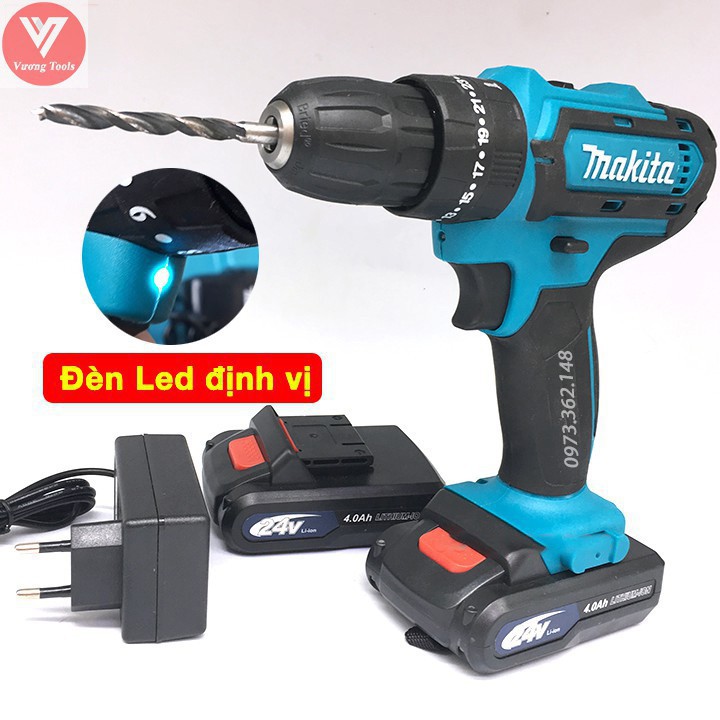 Máy Khoan Pin MAKITA 24V Có Búa, Khoan bắt vít cầm tay 27 phụ kiện