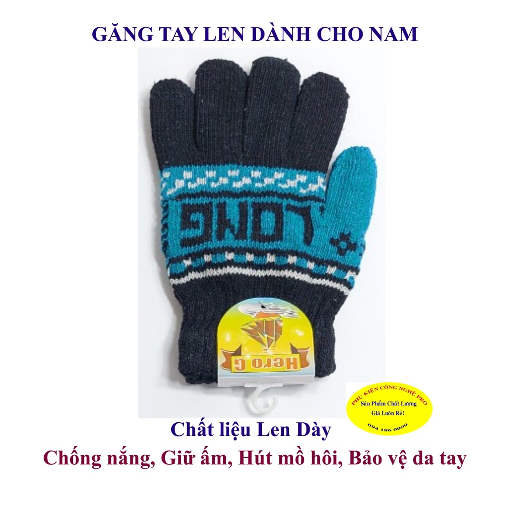 Găng tay len Bao tay len dày cho Nam Bít ngón In chữ Nhãn HERO G Giữ ấm Chống nắng Hút mồ hôi Bảo vệ da tay Sx tại VN